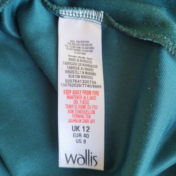 Wallis l/s teal velvet slitted draped holiday party dress size 8 - Picture 9 of 10